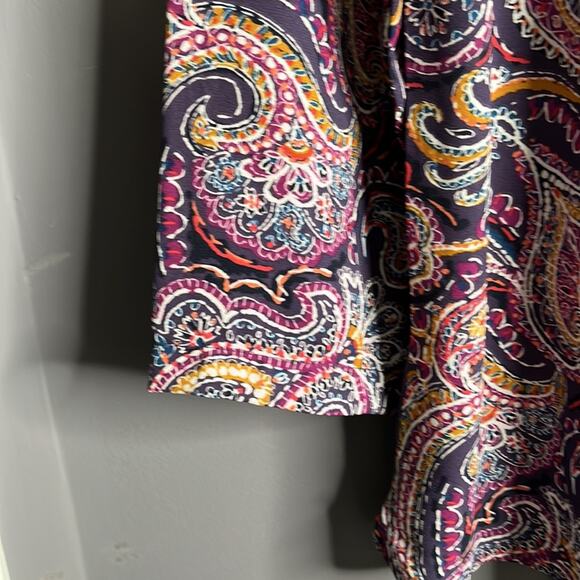 Van Heusen Purple Paisley Print Half Sleeves Top Size Small - Picture 5 of 8